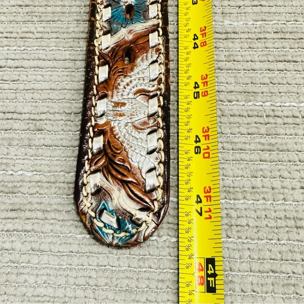 Navajo Sterling Silver Bear Paw Belt Buckle Raymond Begay B Chip Inlay w/ Belt‎